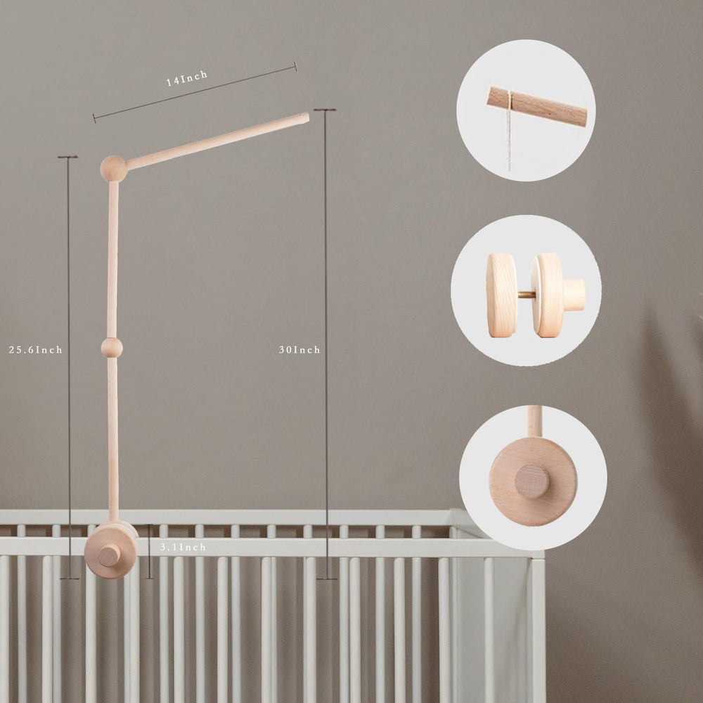 TinyWiz Baby Crib Mobile Arm top adjustment enables precise mobile positioning.