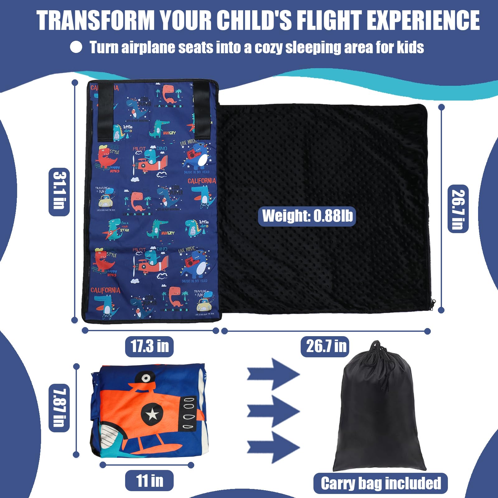 TIOKVIOP airplane bed with quilt closed for cozy long-haul naps.