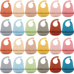 Tioncy 24-pcs silicone bibs pack with 12 colors for easy color-coded meals