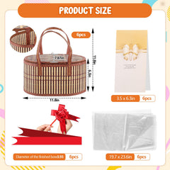 Tioncy 6-set bamboo basket with handles and lids for easy transport