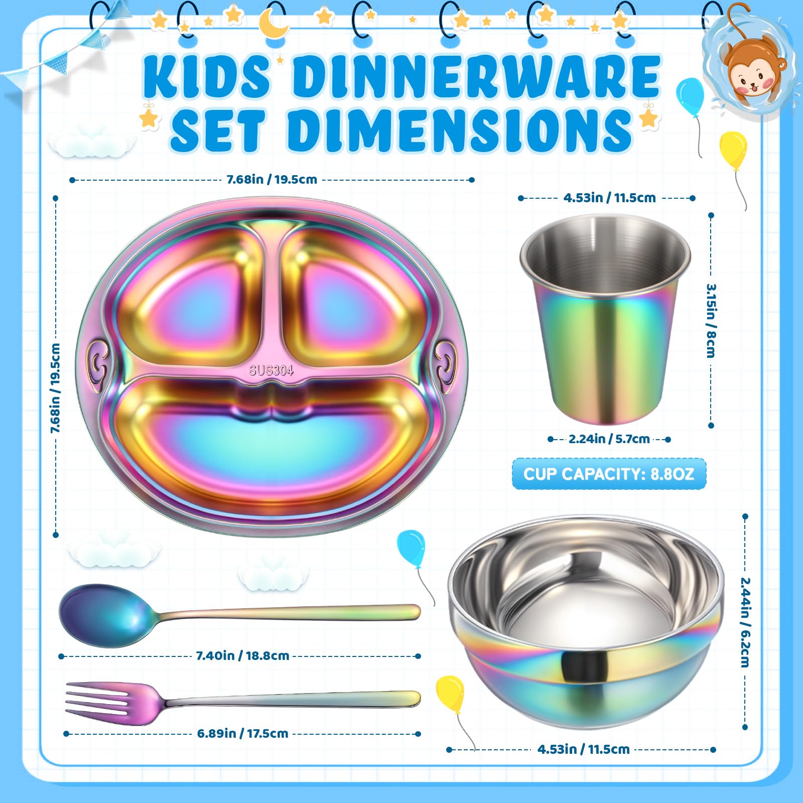 Tioncy balanced bites divided plate helps keep foods separate for variety during meals