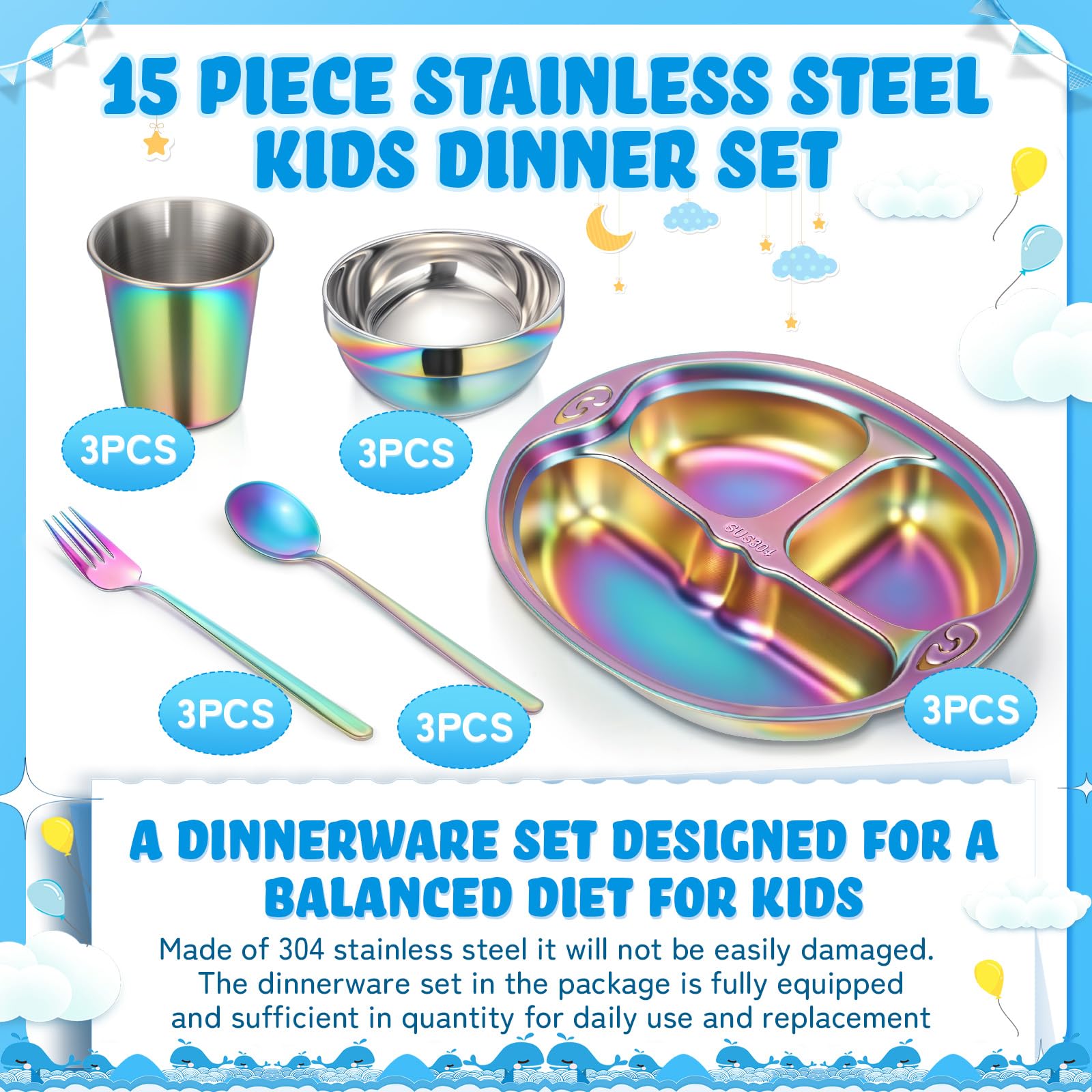 Tioncy rainbow kids dinner bowl suitable for soups and snacks at family mealtimes