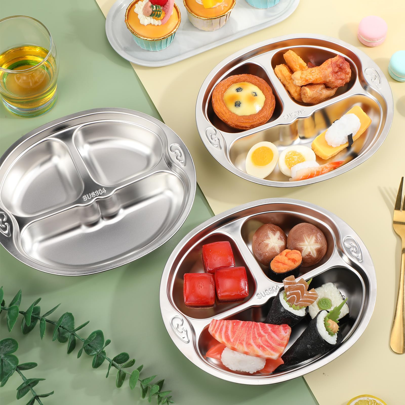 Tioncy stainless steel toddler plates dishwasher-safe and rust-resistant for busy families