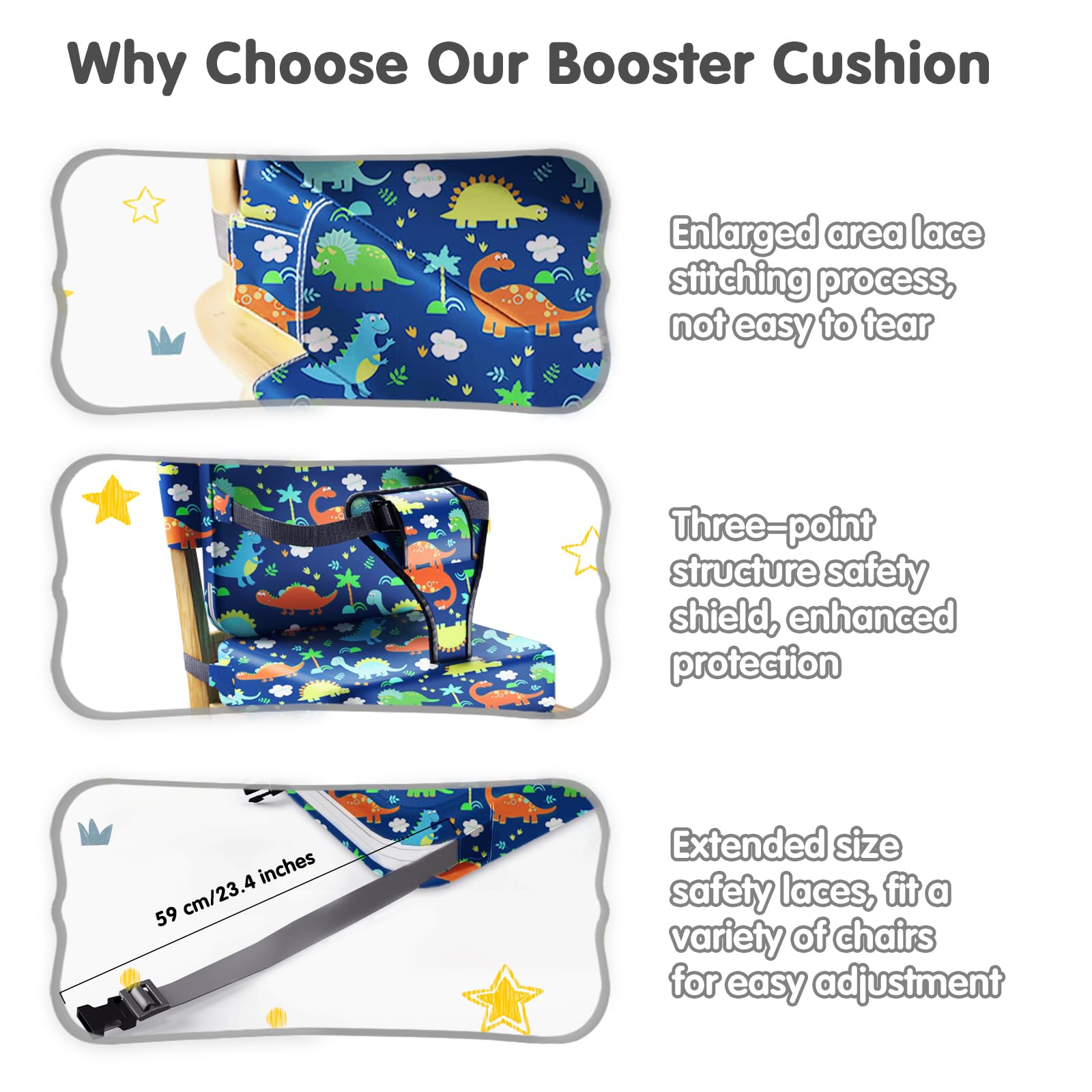 TIOPSUUO booster seat backrest cushion adds height for comfort