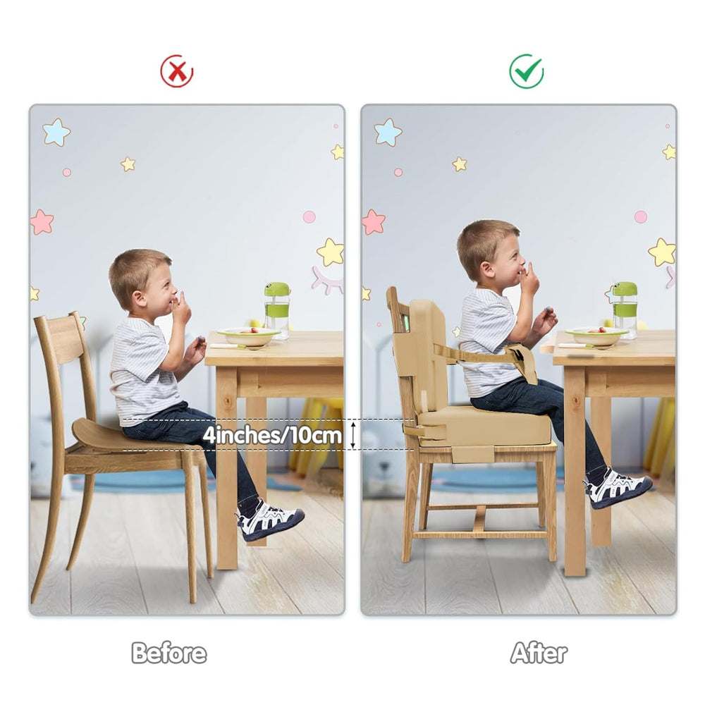 TIOPSUUO toddler booster seat extended straps ready for various chairs.
