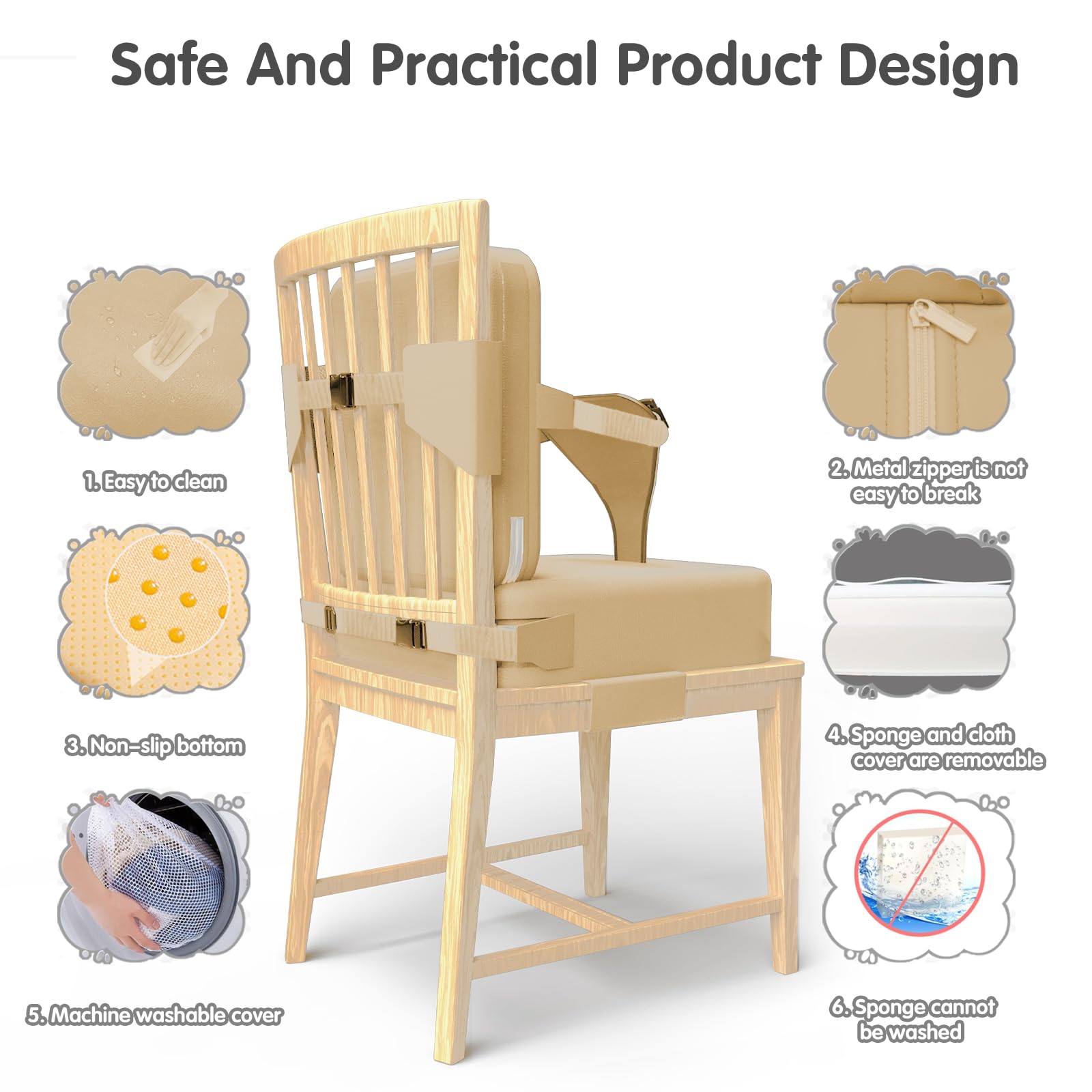 TIOPSUUO toddler booster seat removable cushion for easy cleaning.