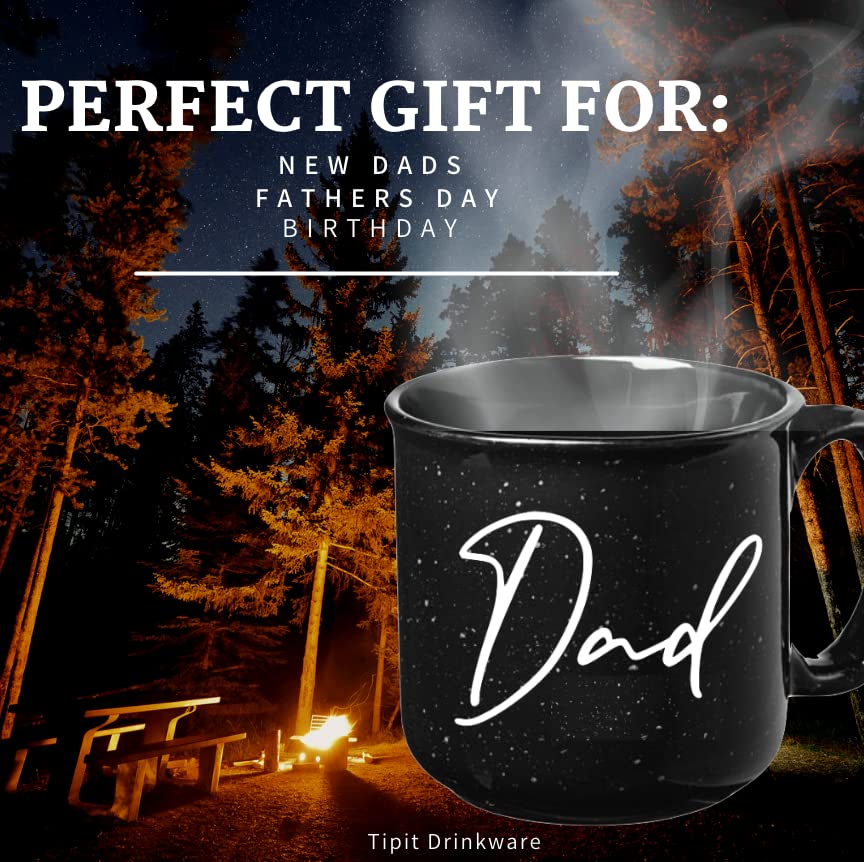 Tipit Drinkware Mom Dad Campfire Mug Set 11oz ceramic, comfortable grip for daily use.