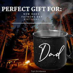 Tipit Drinkware Mom Dad Campfire Mug Set 11oz ceramic, comfortable grip for daily use.