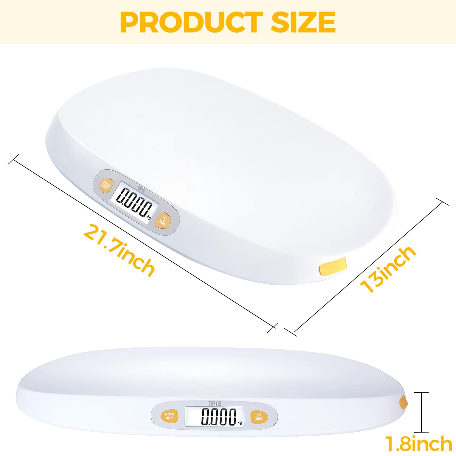 TIPRE baby-scale height-measurement captures length with the built-in tape.
