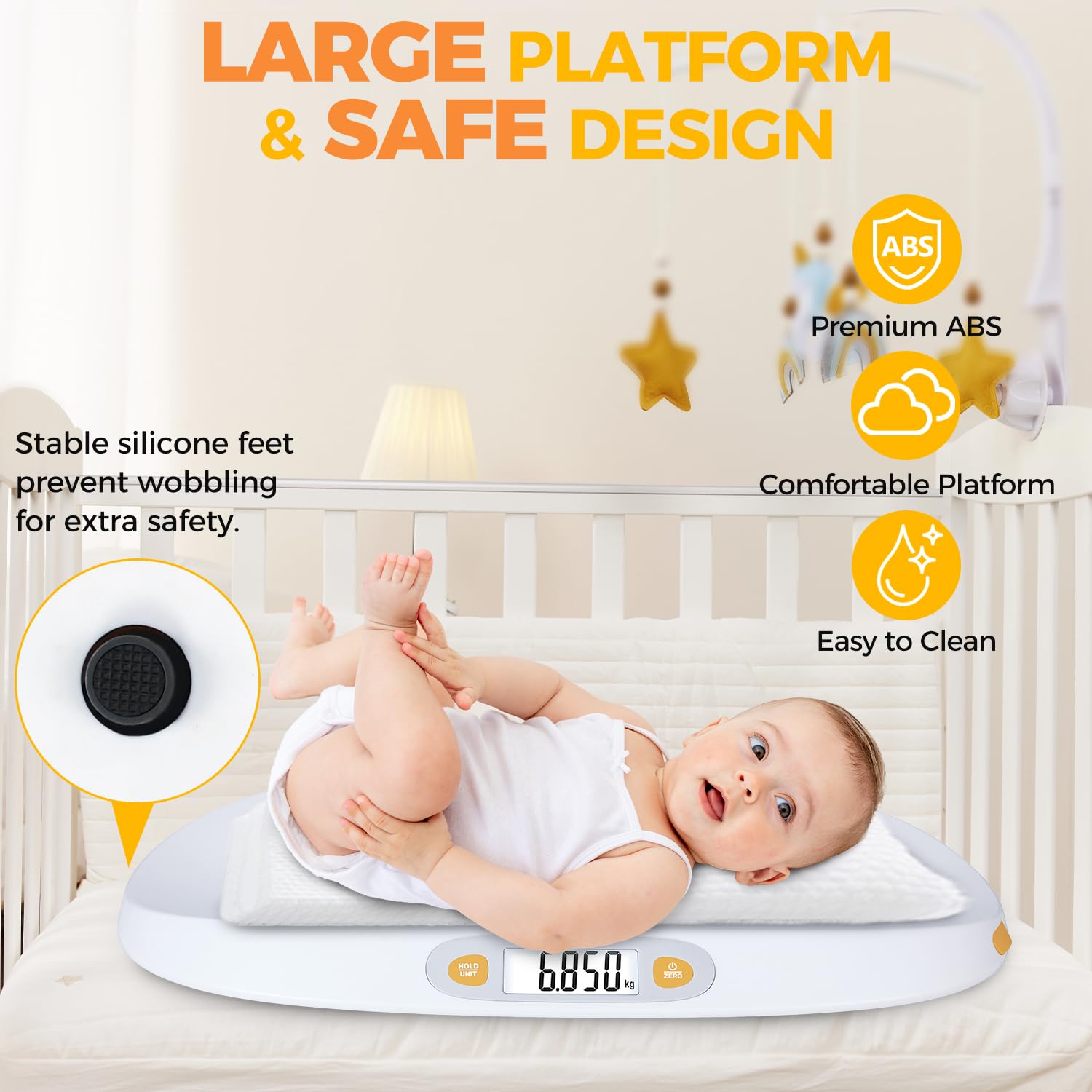 TIPRE baby-scale weight-reads deliver precise 5g/0.01lb measurements up to 55 lb.