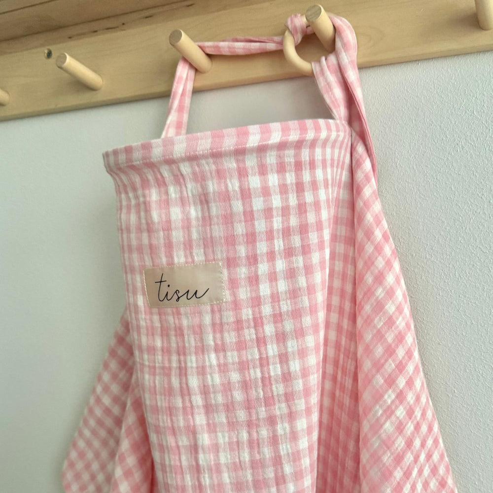 TISU nursing cover with breathable-muslin-fabric for cool feeding comfort.