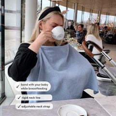 TISU nursing cover made of breathable muslin fabric provides lightweight comfort during feeds.