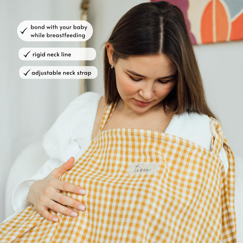TISU nursing cover arch-neckline demonstrates eye contact and airflow during feeding