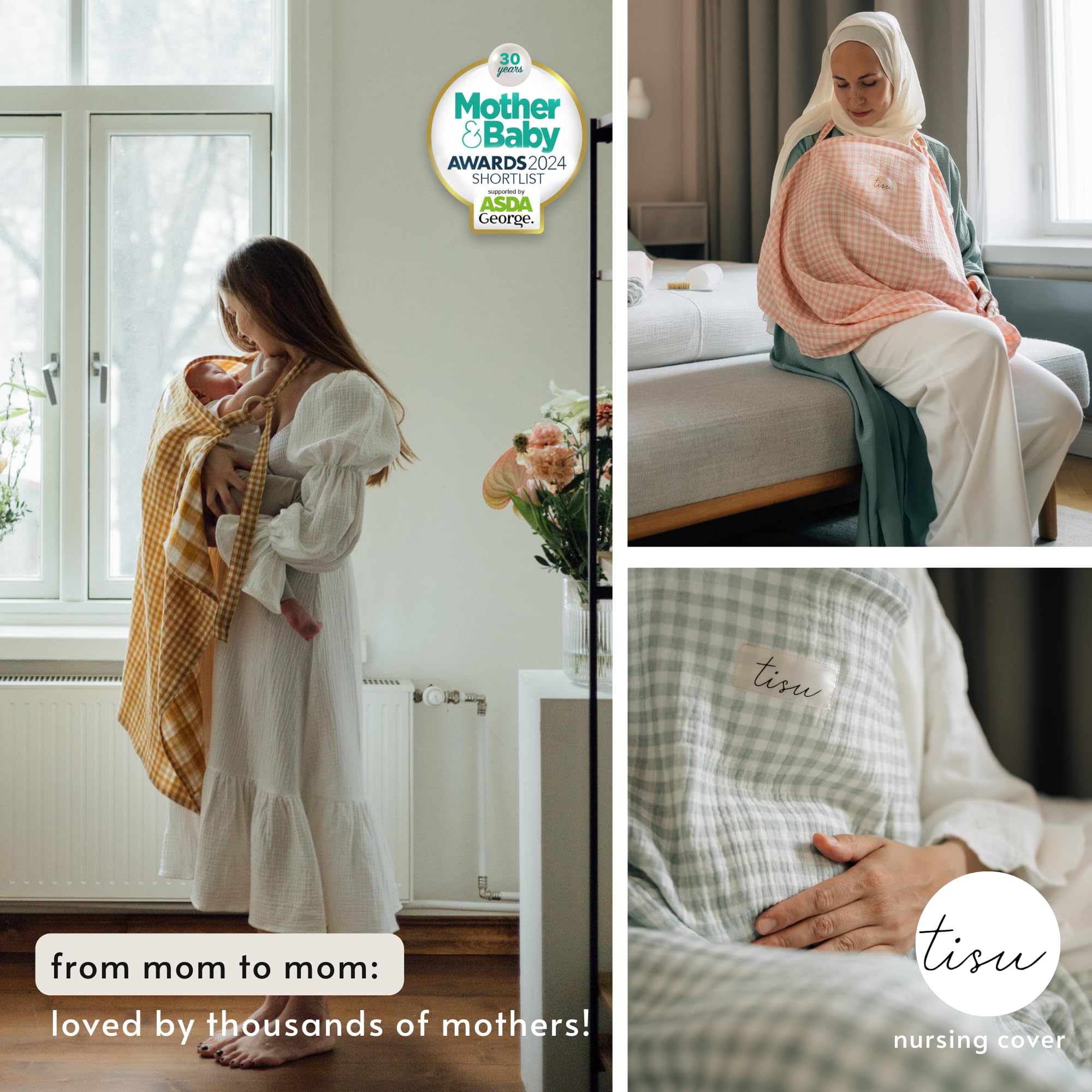 TISU nursing cover machine-washable label highlights easy care and quick refresh