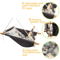 Tislly baby swing 100percent-cotton-canvas and beech wood for skin friendly contact