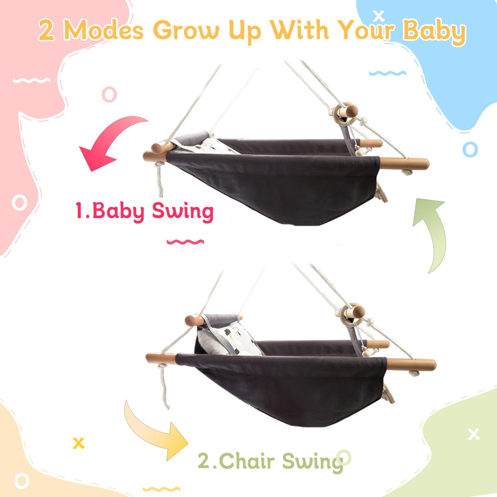 Tislly swing uses 100% cotton and beech wood for gentle comfort