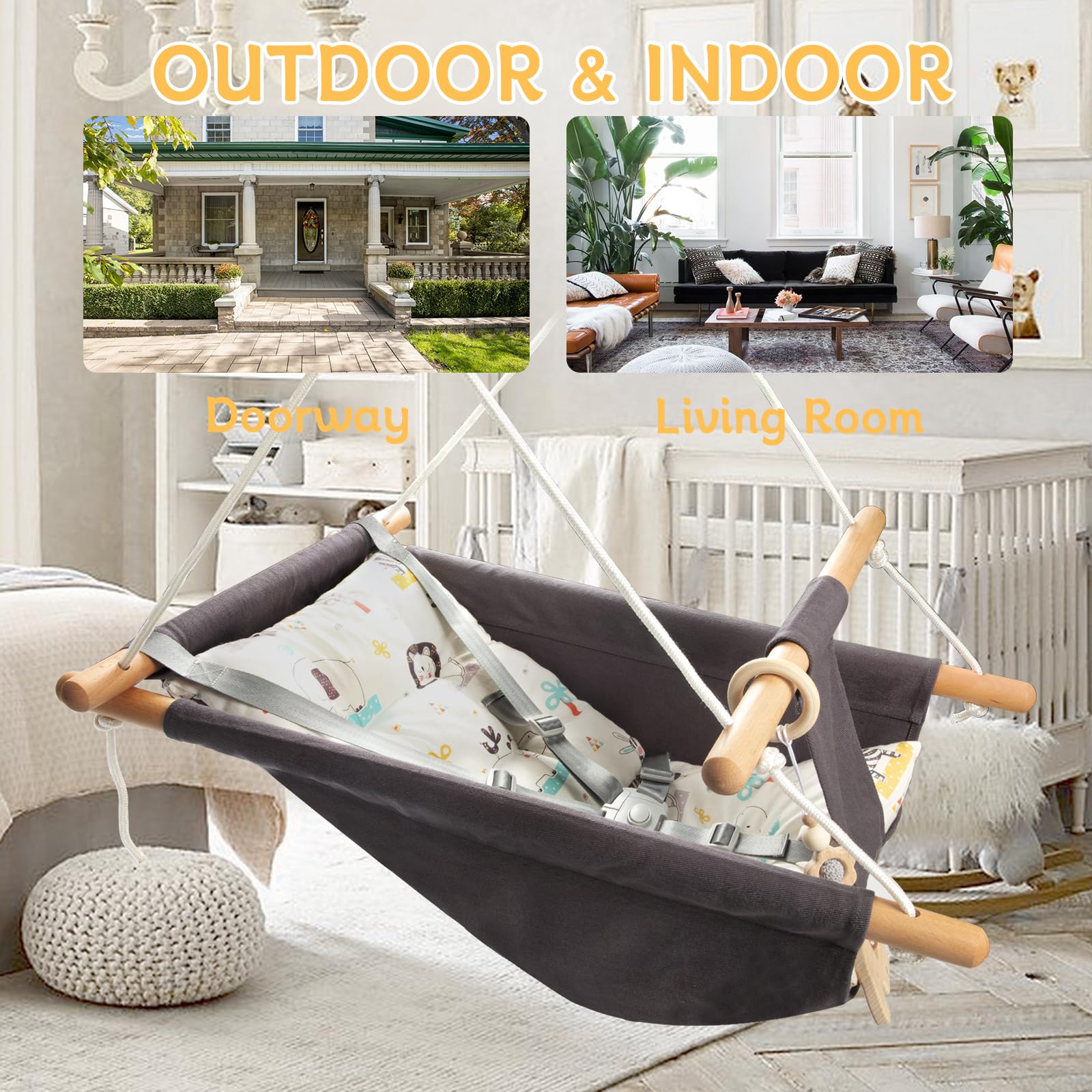 Tislly baby swing removable-cotton-pad enables easy cleaning