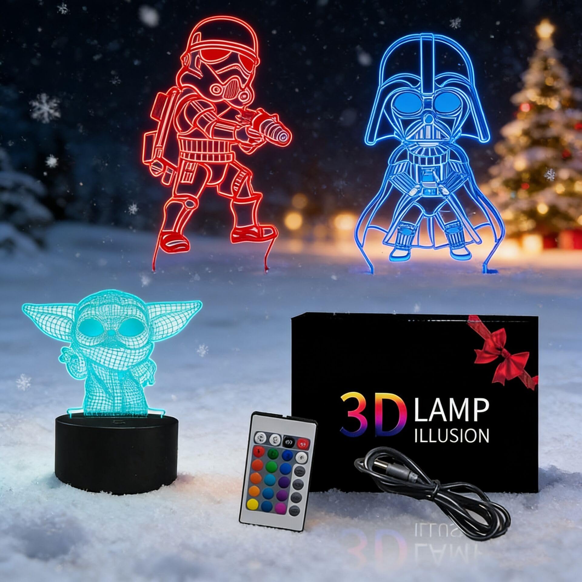 TITISKIN 3D Illusion Light USB cable powering the lamp from a power bank