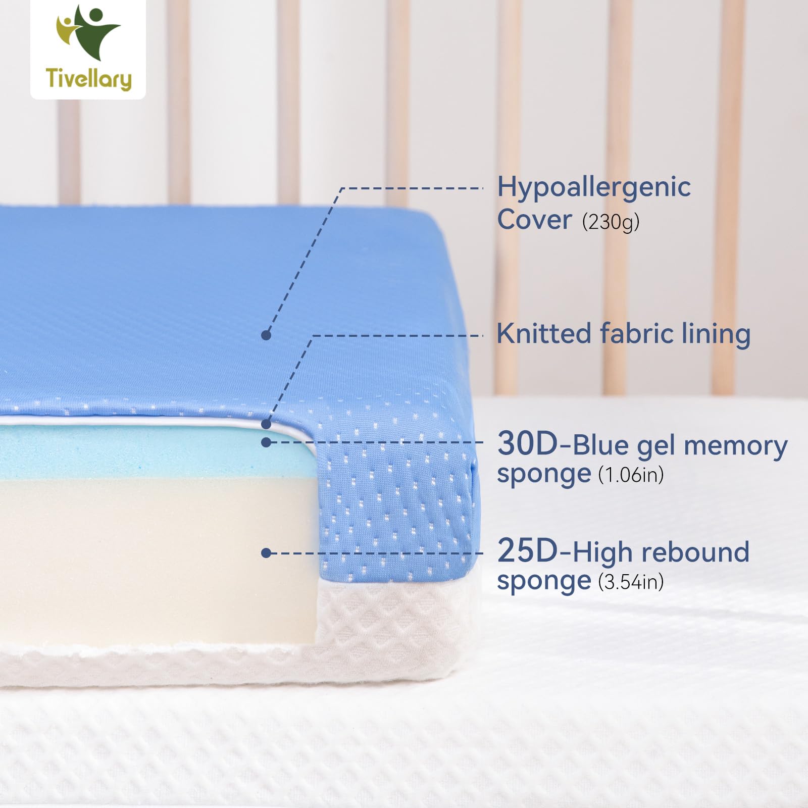 Tivellary dual-sided crib mattress removable cover is easy to wash and refresh.