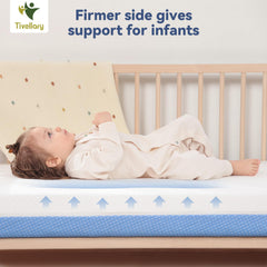 Tivellary dual-sided crib mattress toddler side offers memory foam softness for growing kids.