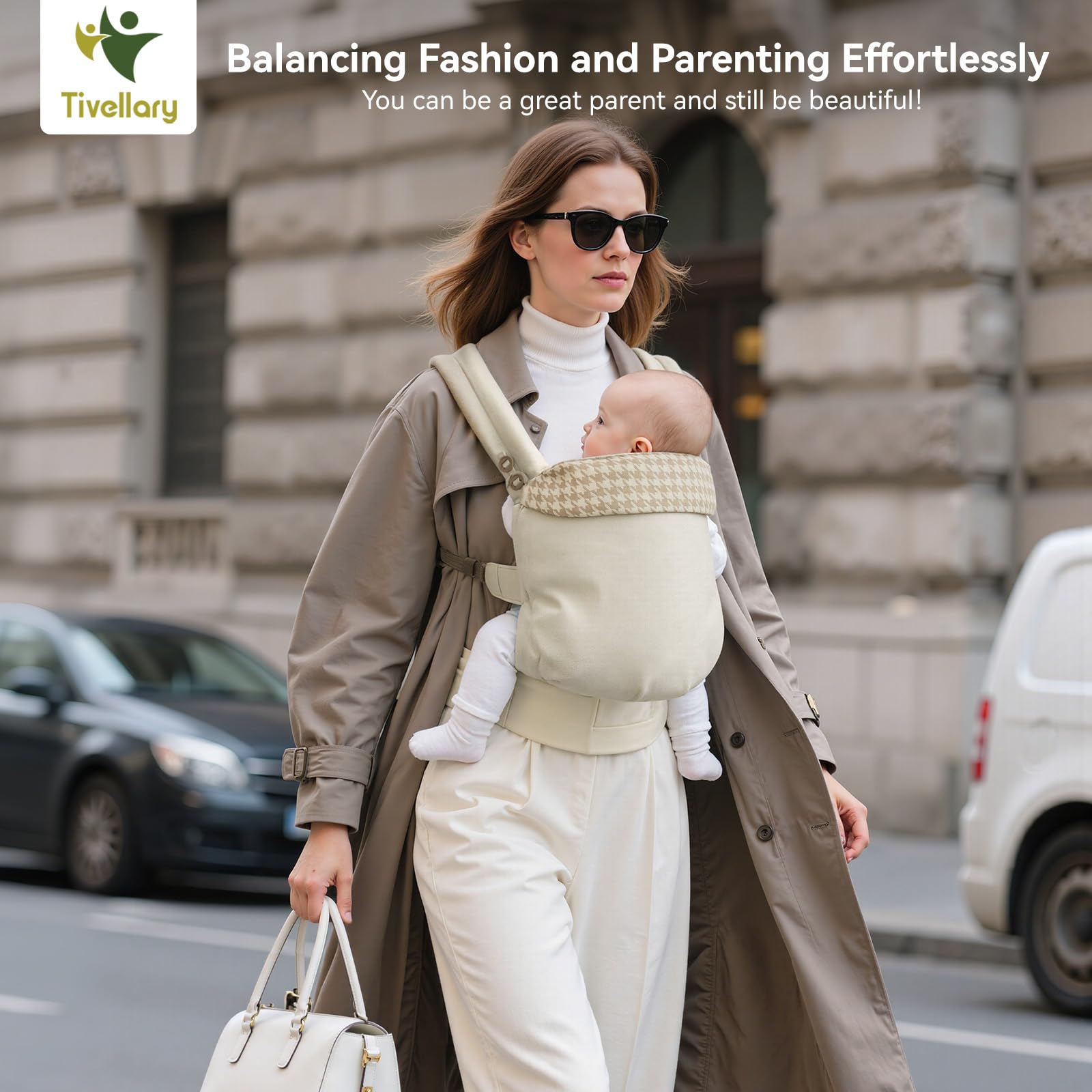 Tivellary lyocell fabric highlights breathable, moisture-wicking comfort for parent and baby.