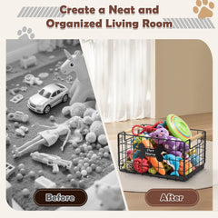 Tivray dog toy basket dual-handles enable easy moving between rooms.