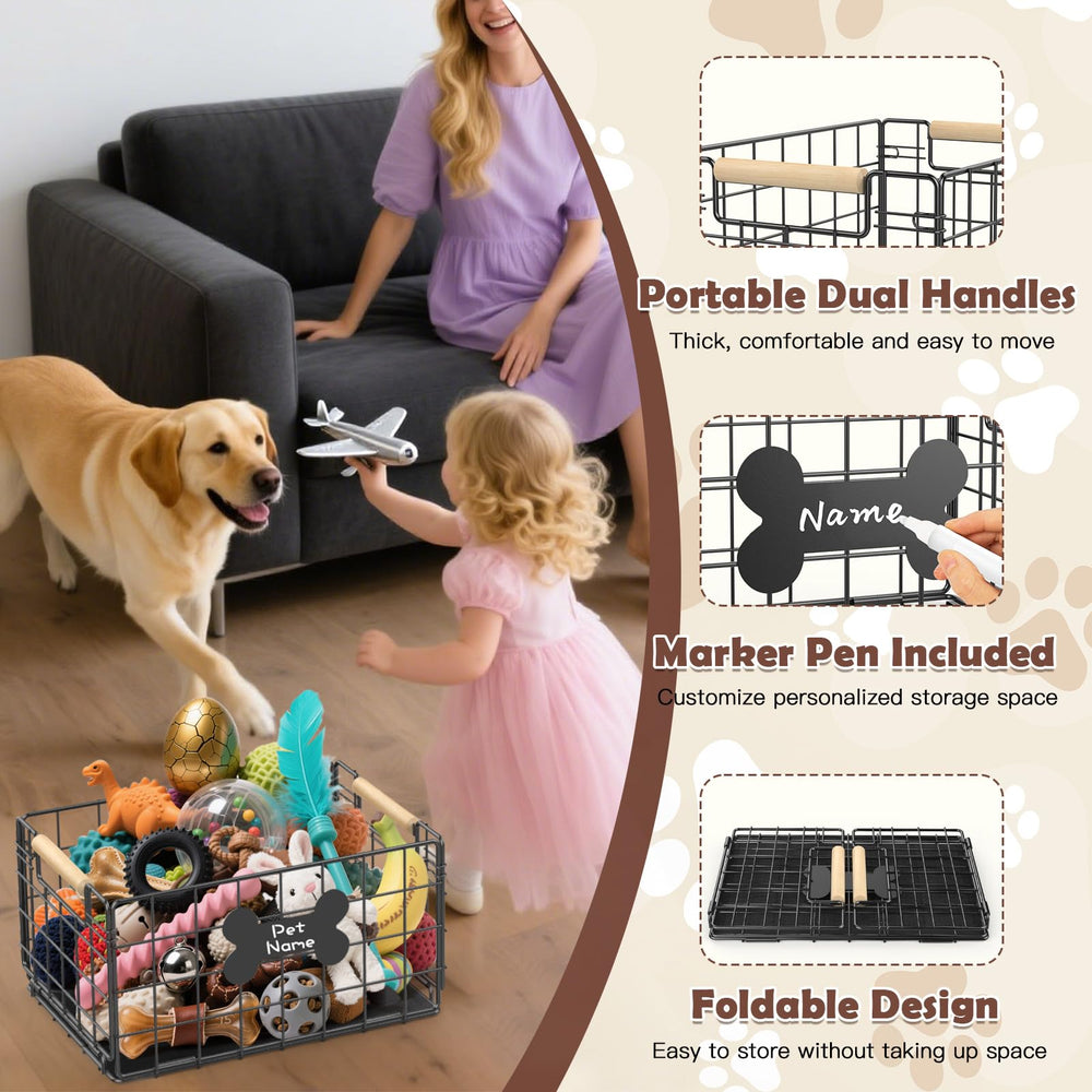 Tivray dog toy basket personalization-pen lets you write your dog's name.