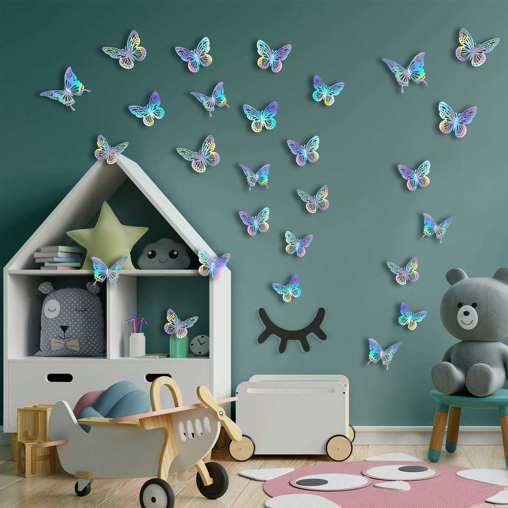 Tixiquns butterfly wall decor venue-shot demonstrates party backdrop potential.