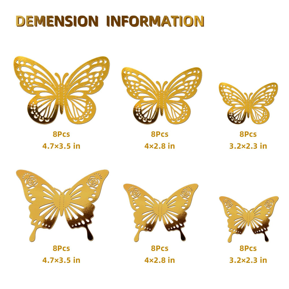 Tixiquns Gold Butterflies 3D closeup shows metallic sparkle for crafts.