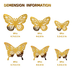 Tixiquns Gold Butterflies 3D closeup shows metallic sparkle for crafts.