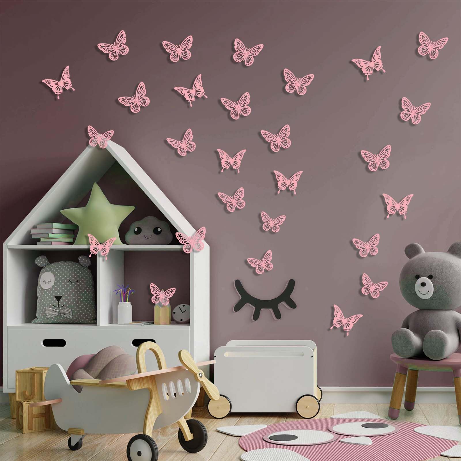 Tixiquns pink butterfly decor medium butterflies soften spaces with subtle color.