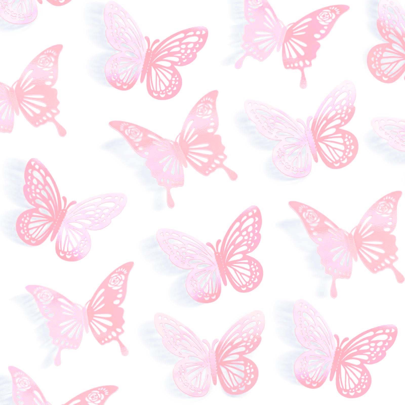 Tixiquns pink butterfly decor pack overview with bright 3D butterflies for lively room decor.