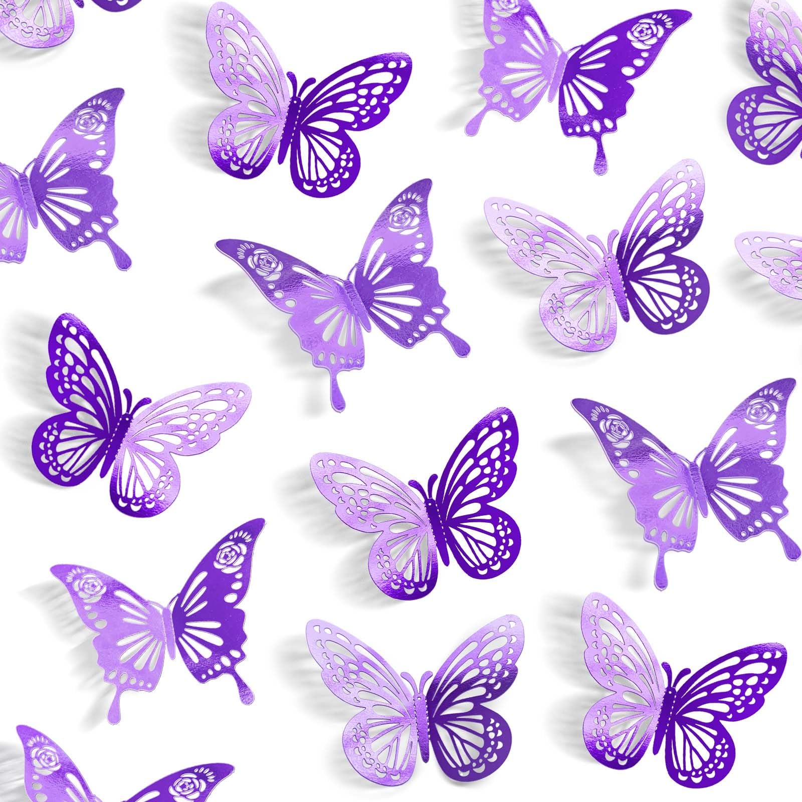 Tixiquns purple 3D butterfly wall sticker in large size for vivid wall decor.