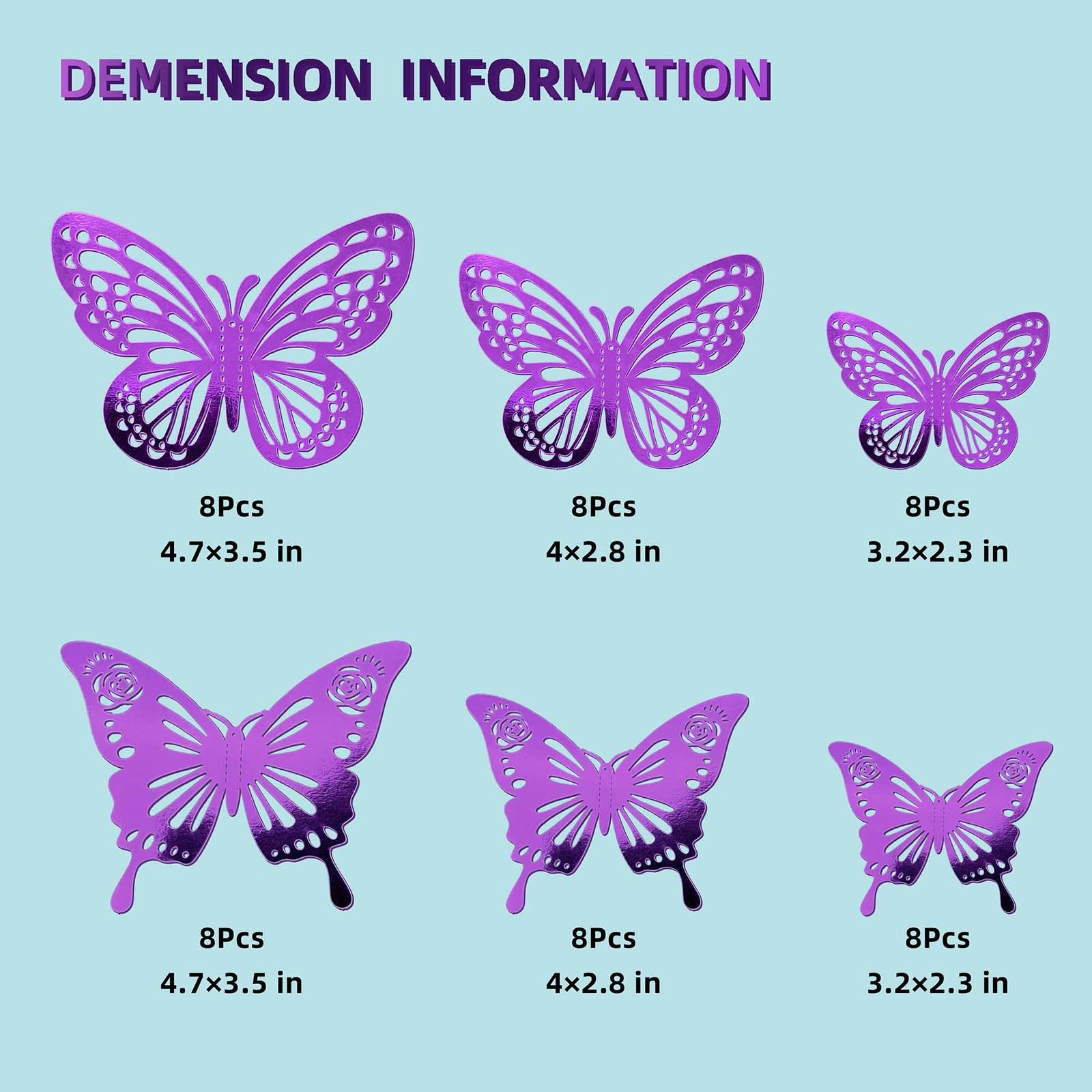 Tixiquns purple 3D butterfly wall sticker in small size for graduation cap accents.