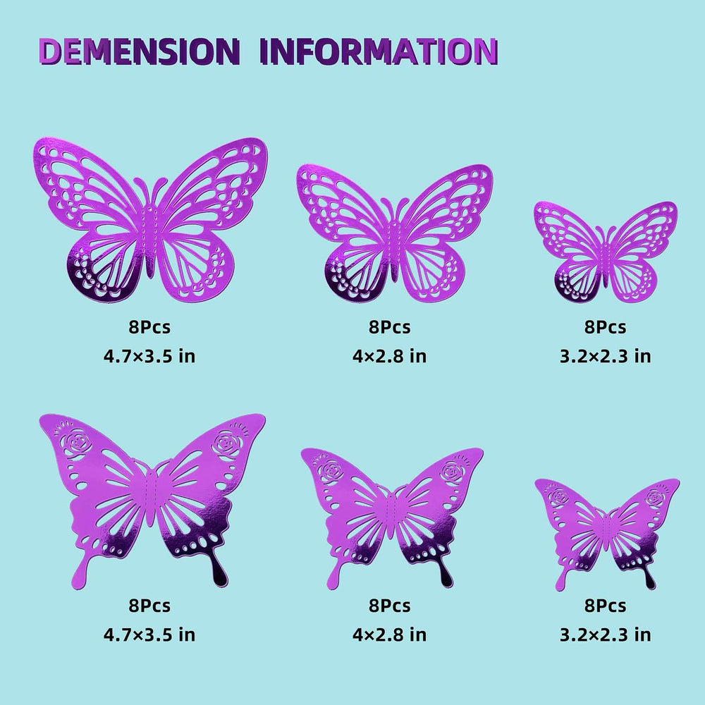 Tixiquns purple 3D butterfly wall sticker in small size for graduation cap accents.