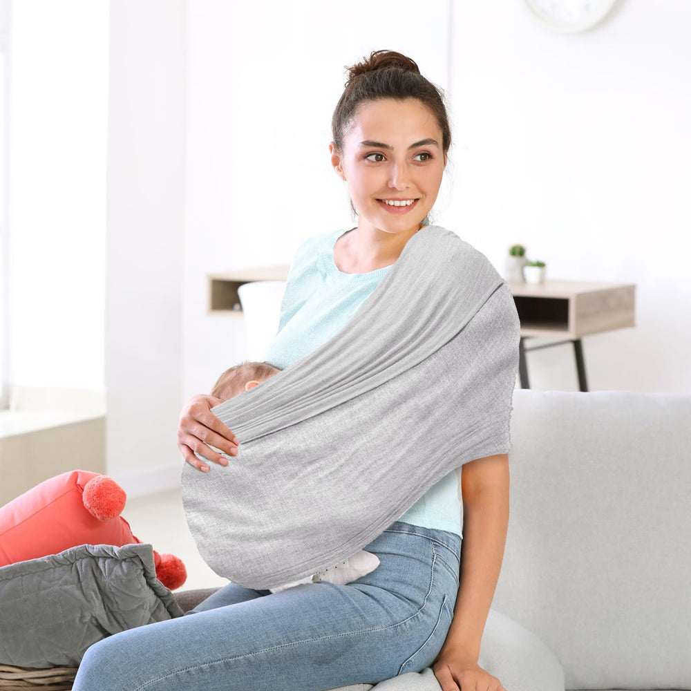 TKKOK Baby Wrap Carrier infant snuggle showcasing secure hold.
