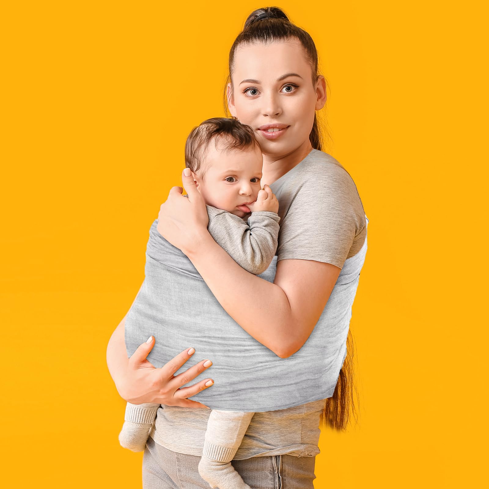 TKKOK Baby Wrap Carrier L-size measure shows comfortable support for adults.