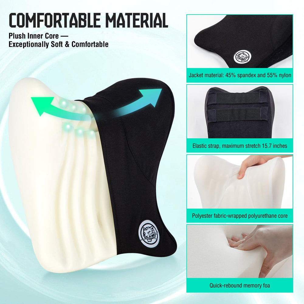 TKLoop car neck pillow back view showcases adjustable strap for secure fit