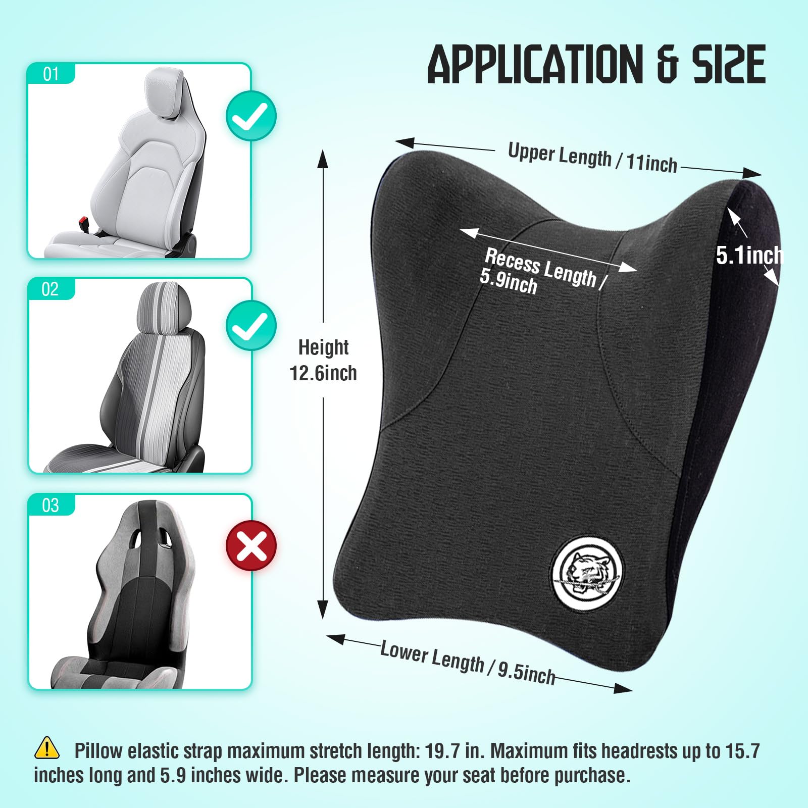 TKLoop car neck pillow side view highlights 270-degree support to reduce neck strain