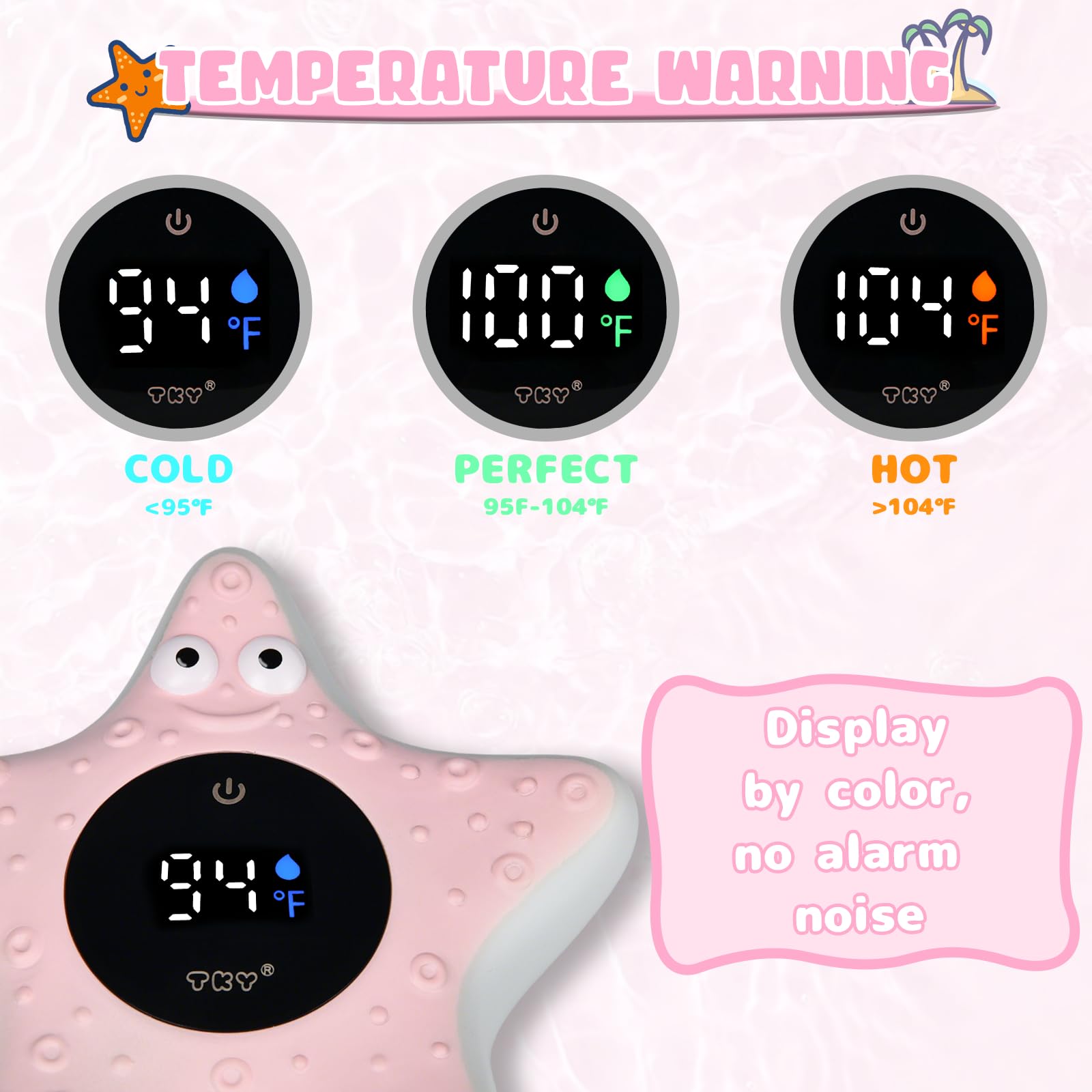 TKY baby bath thermometer digital water temperature reading at a glance