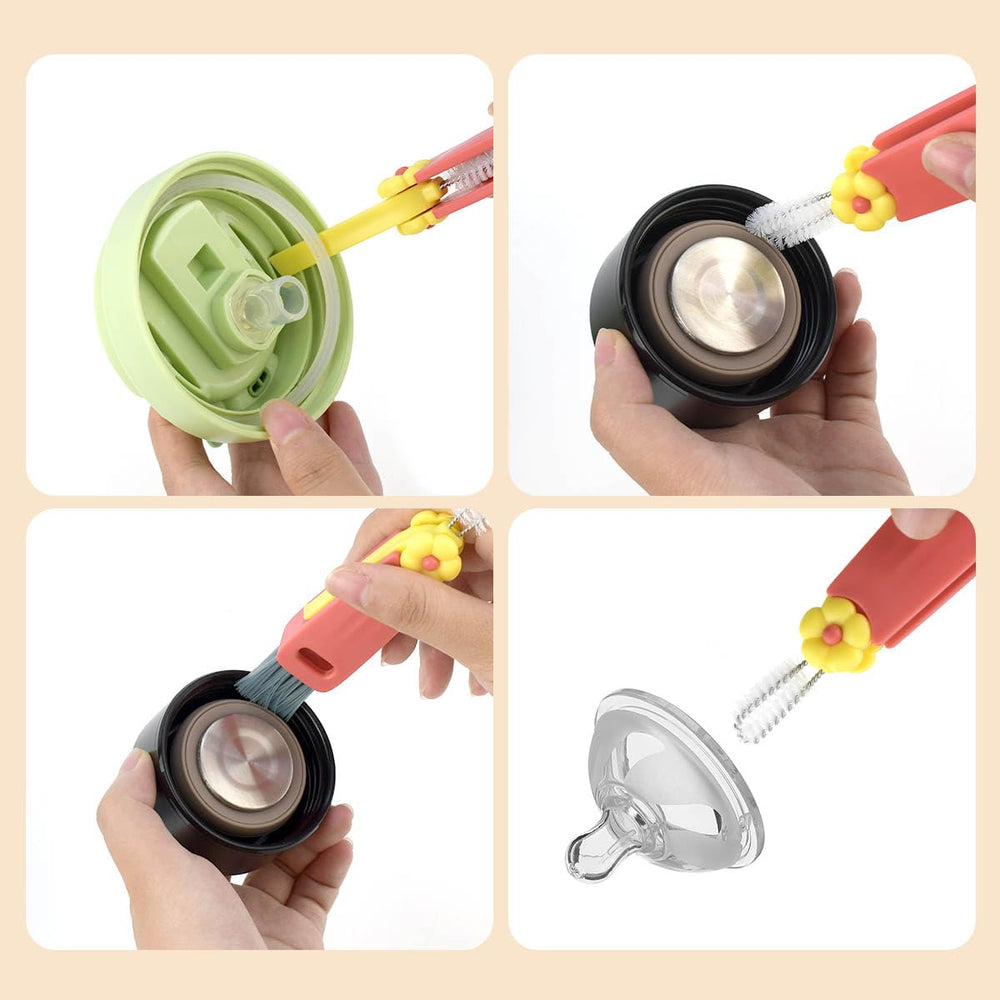 TKYPZY red 3-in-1 cup lid brush close-up for versatile cleaning tasks