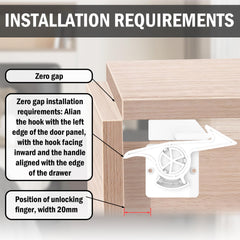 TLAUHANG strong-adhesive 30lb lock on drawer—durable protection without clutter.
