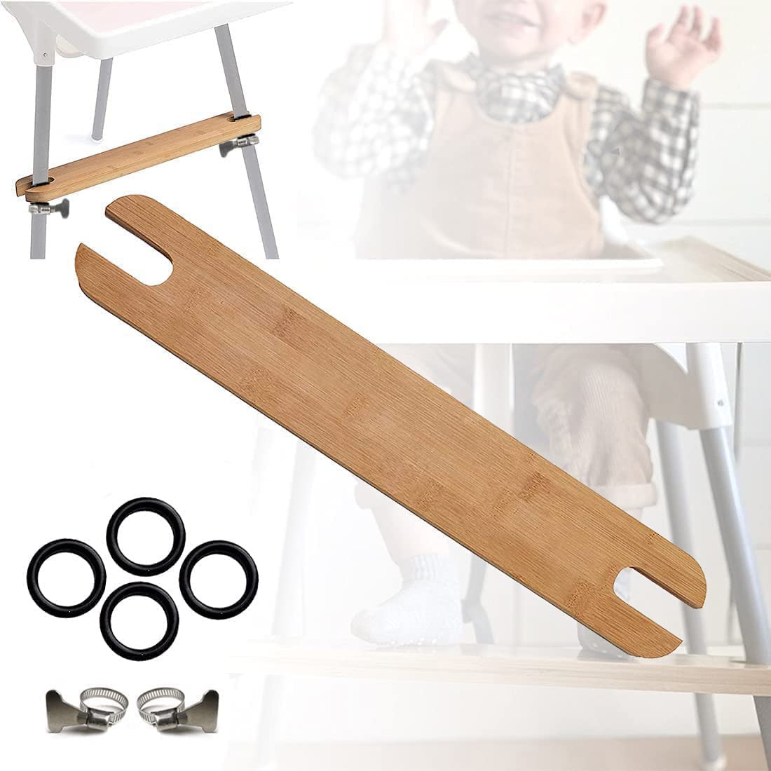 TLBB high chair footrest beside IKEA Antilop showing compatibility for stable feeding.