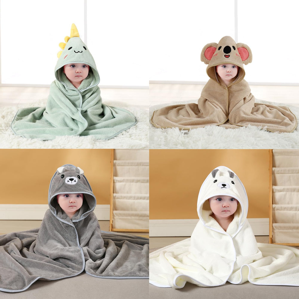 TMIELYBS hooded baby towel with bunny hood for cute post-bath cuddles.