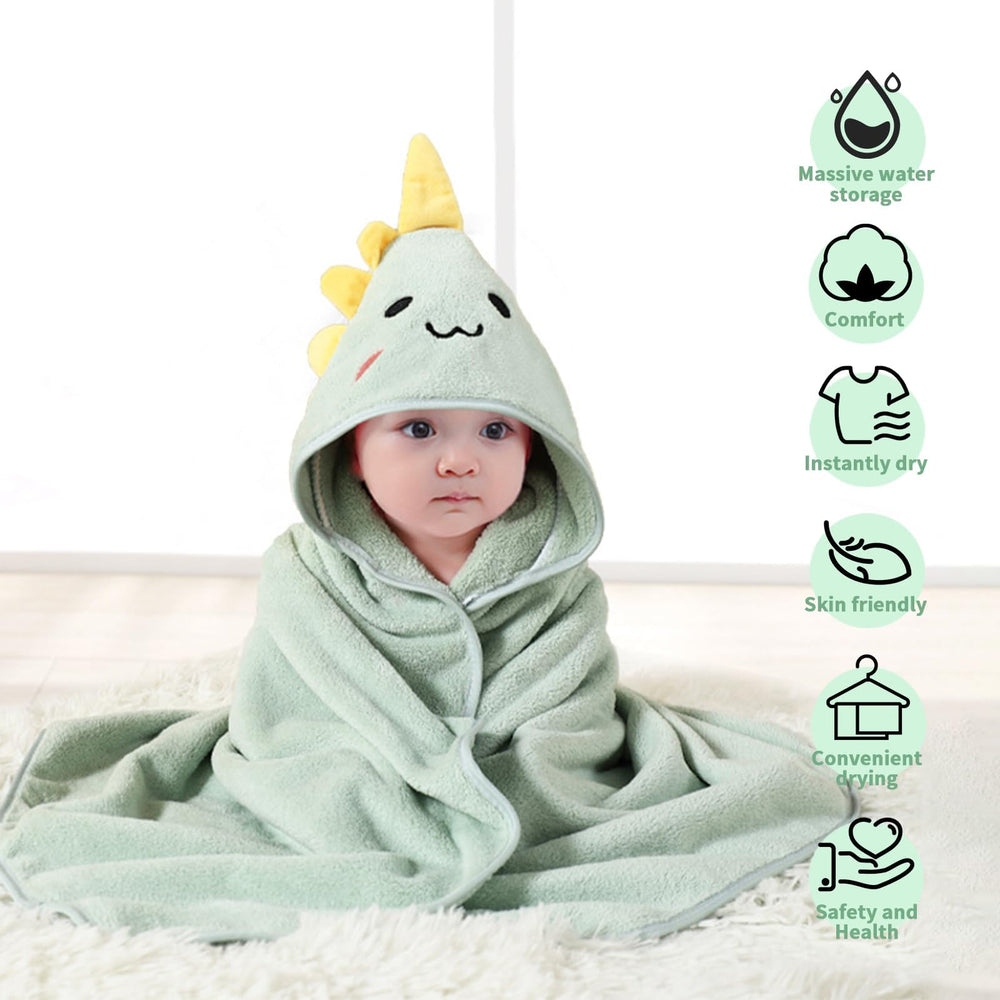 TMIELYBS hooded baby towel with raccoon hood helps little ones dry quickly.