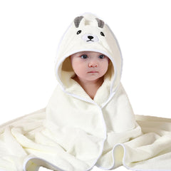 TMIELYBS hooded baby towel with white bear design, ultra-absorbent bath time companion for delicate skin.