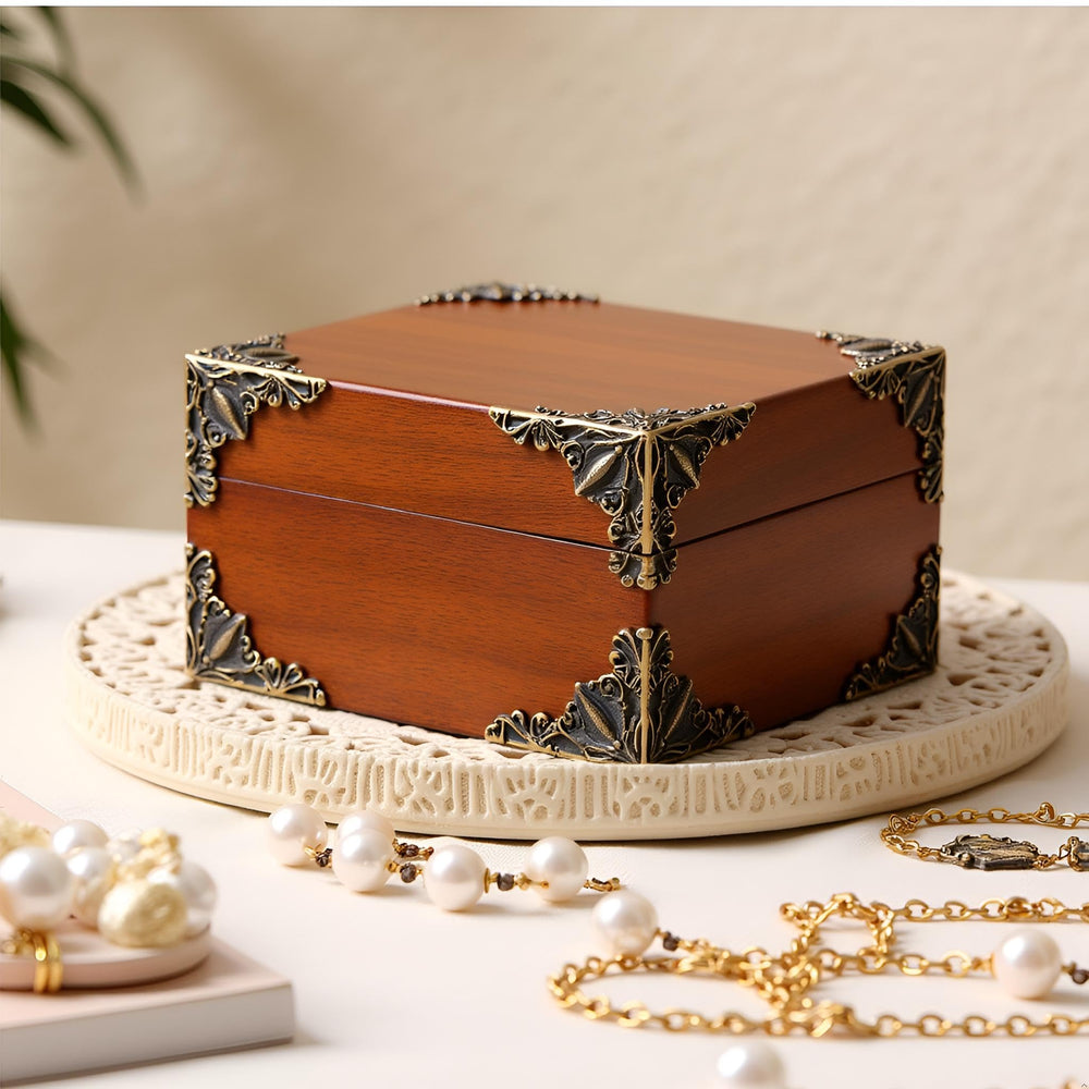 Tnyvm jewelry box corner embellishment reveals ornate pattern that elevates small keepsakes