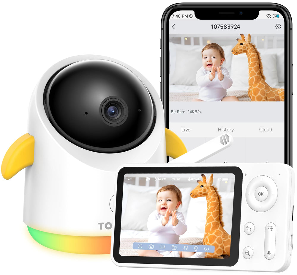 TOAIOHO baby monitor 360° pan captures every corner for full-room awareness.