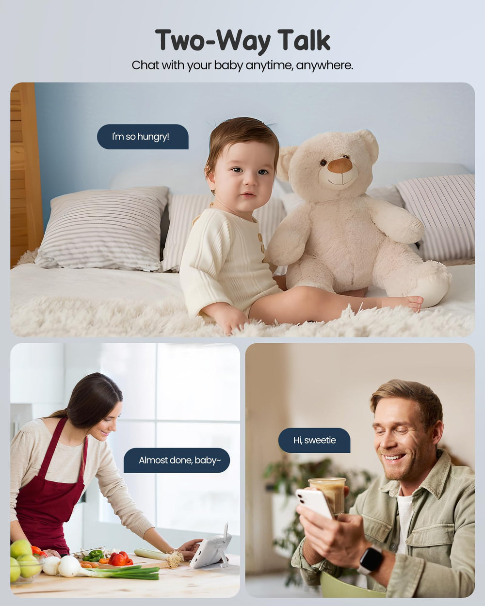TOAIOHO baby monitor RGB nightlights create soothing sleep ambiance.