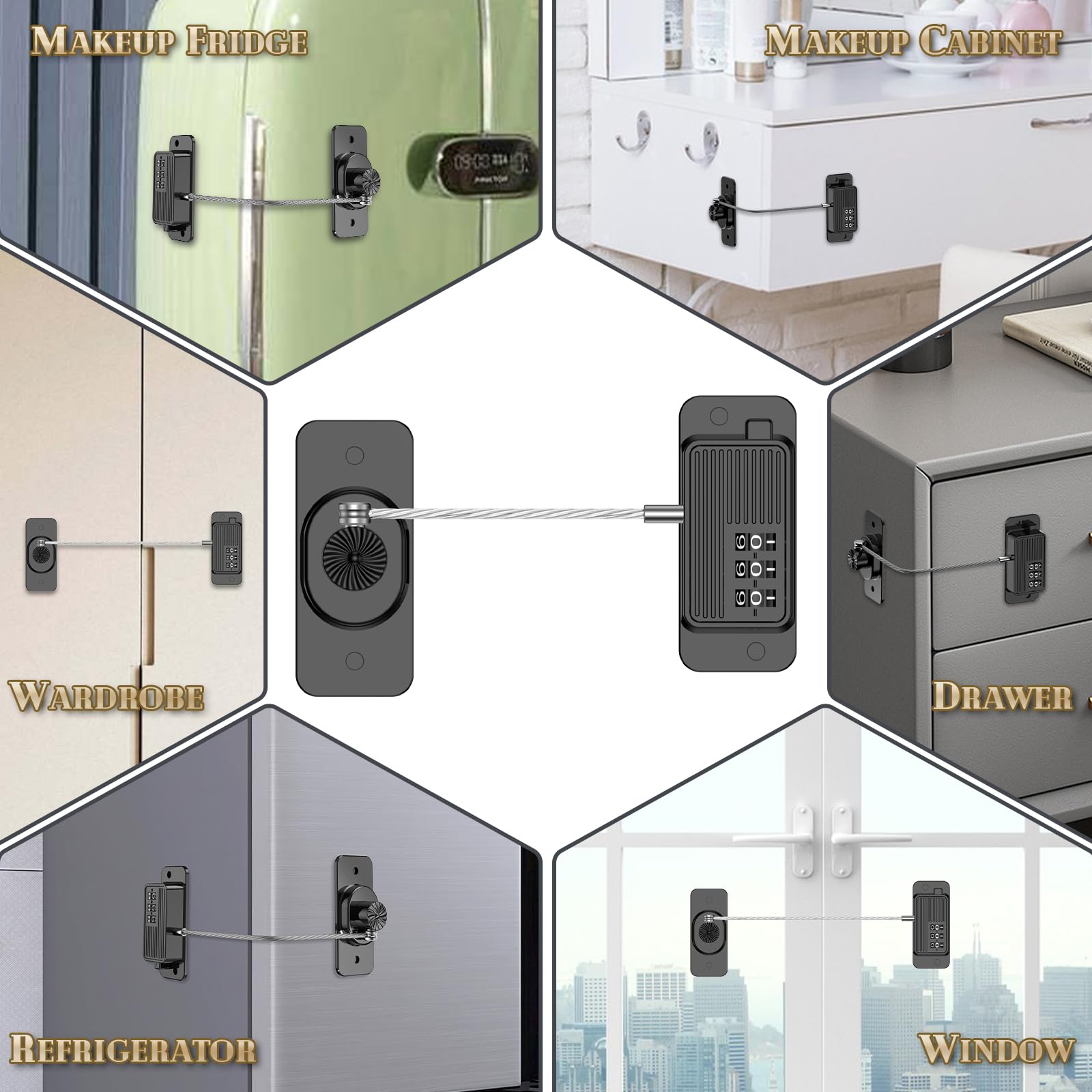 TOASAM lock installed on a refrigerator door for reference